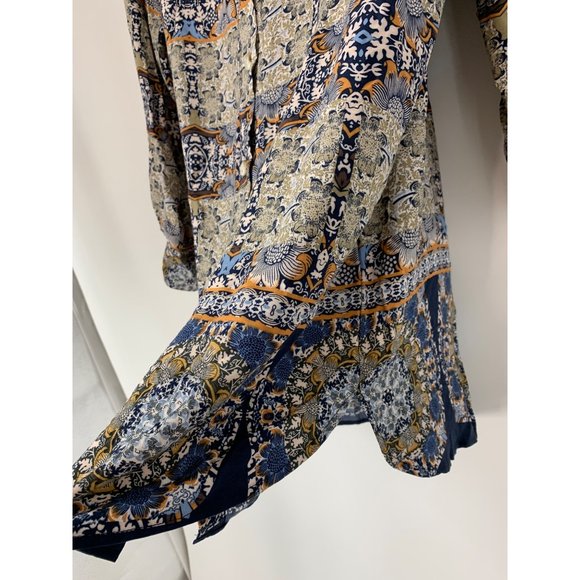 Vici Blue and Brown Patterned Dress - Picture 3 of 11